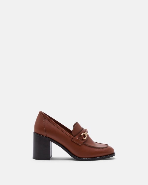 MOCASSINS TALON HAUT ELEANOR COGNAC